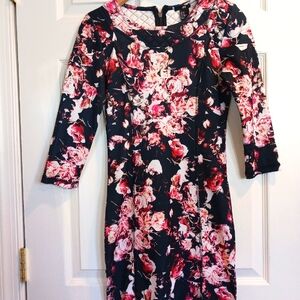 Floral Black and Pink Women's Dress